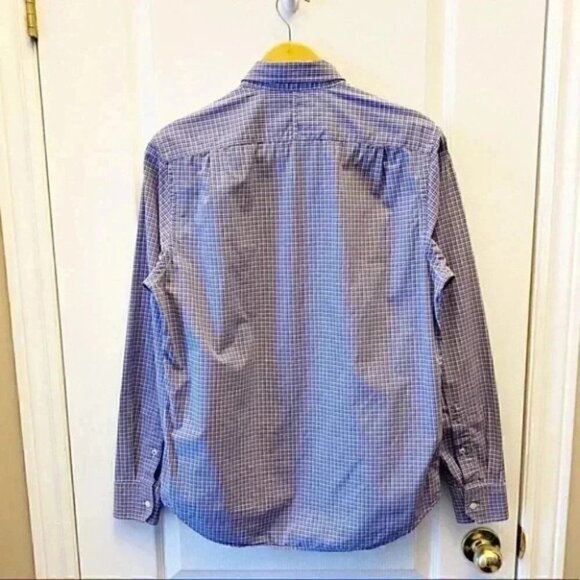 Banana Republic Men's Button Down Shirt Slim Fit Blue White Plaid Mens Small - Picture 4 of 15